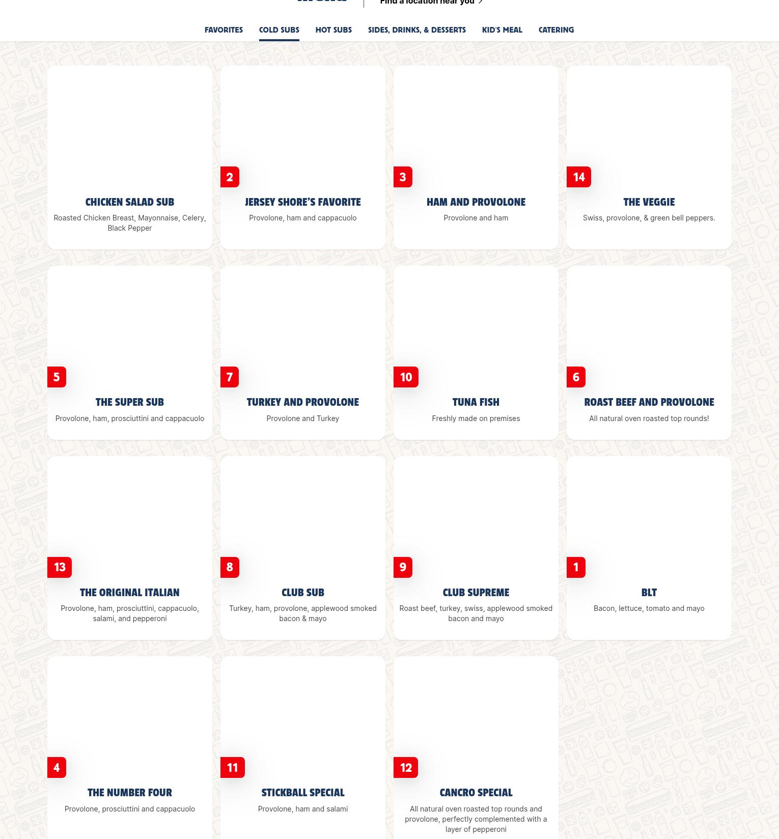 Jersey Mike's Subs Menu