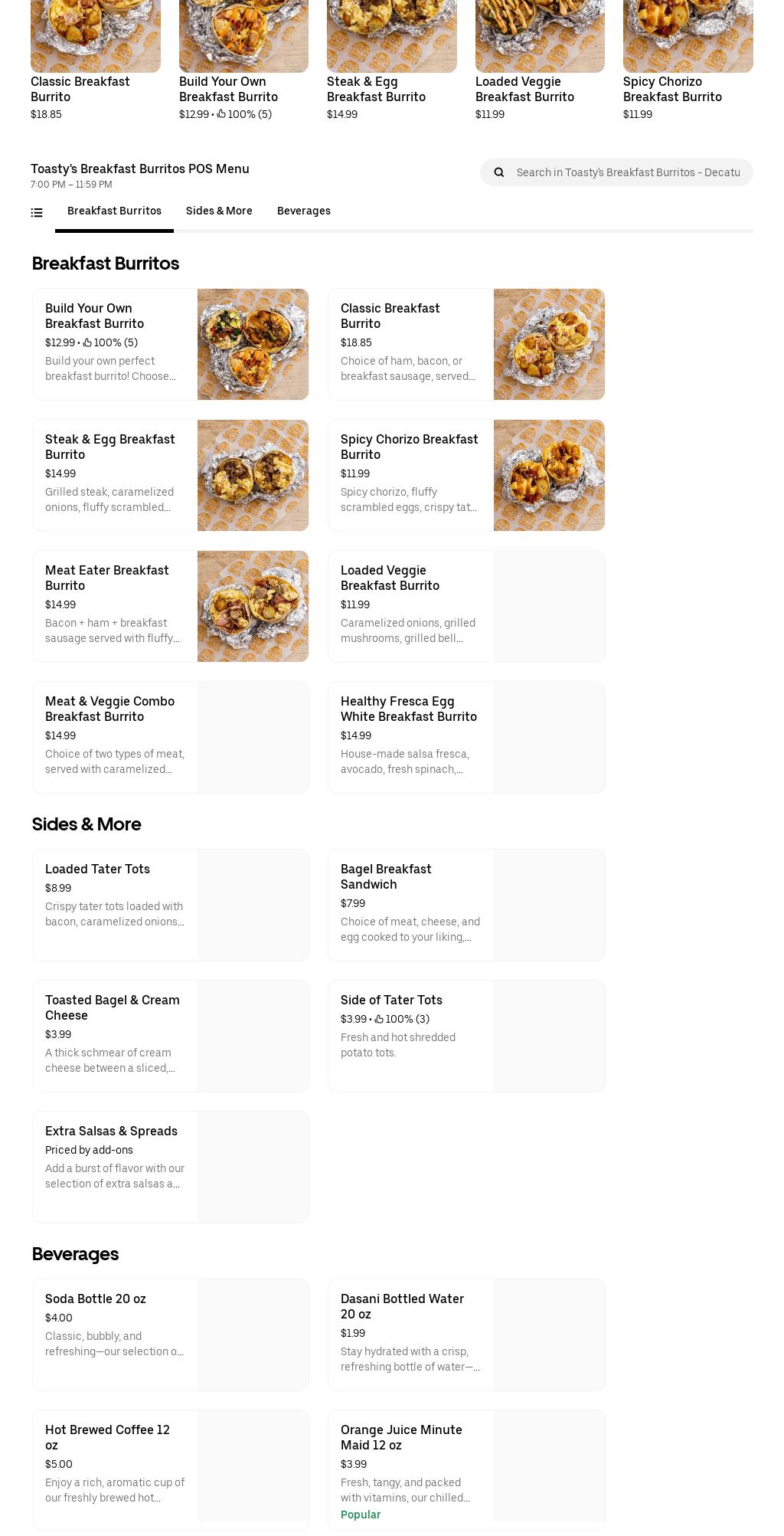 Rey De Los Taco Menu