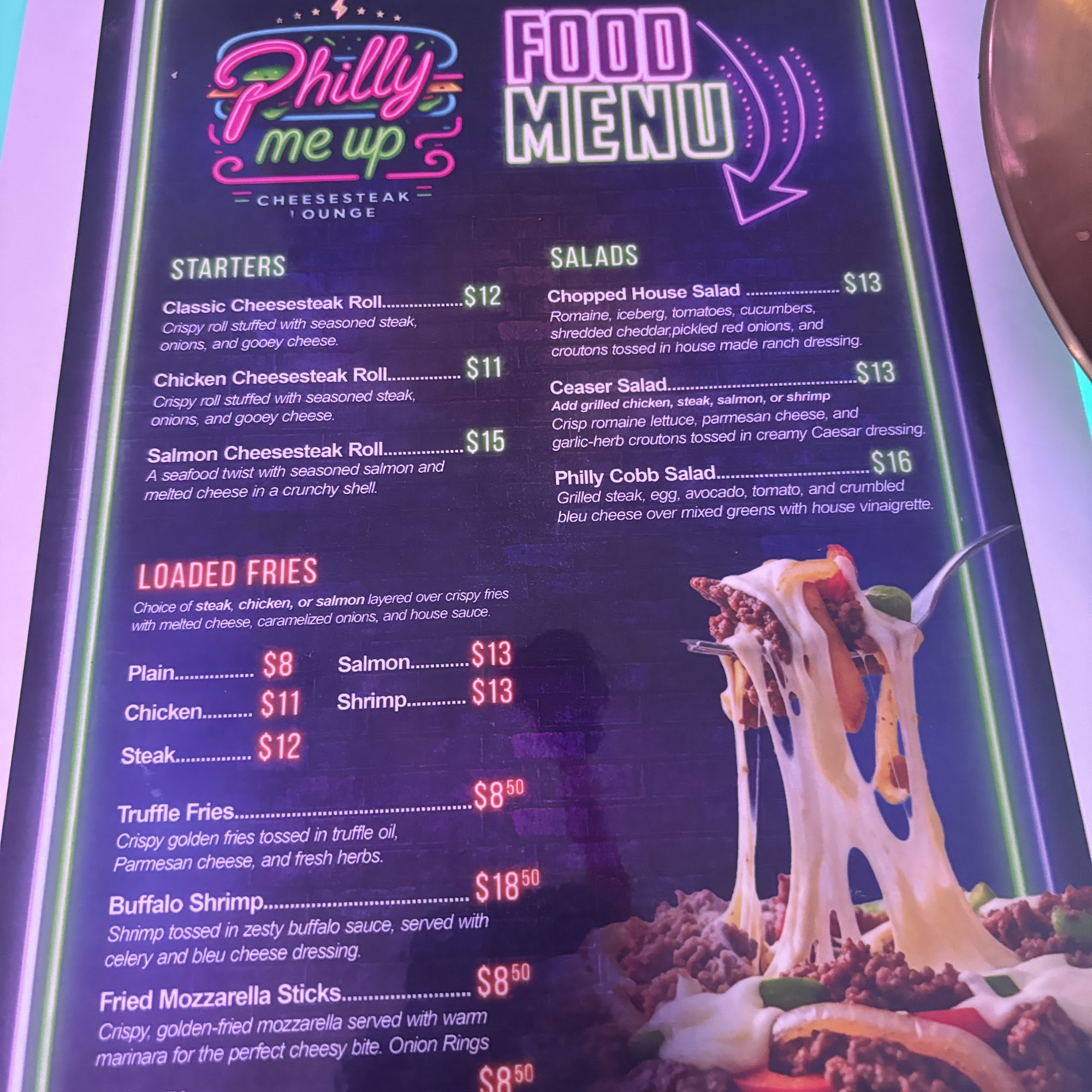 Philly Me Up Atl Menu
