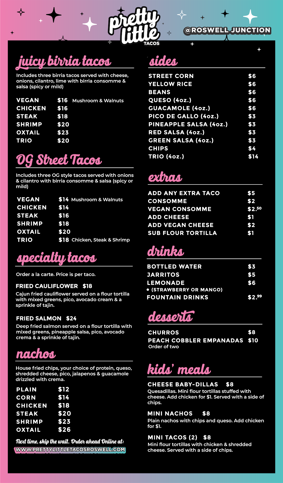 Pretty Little Tacos Menu