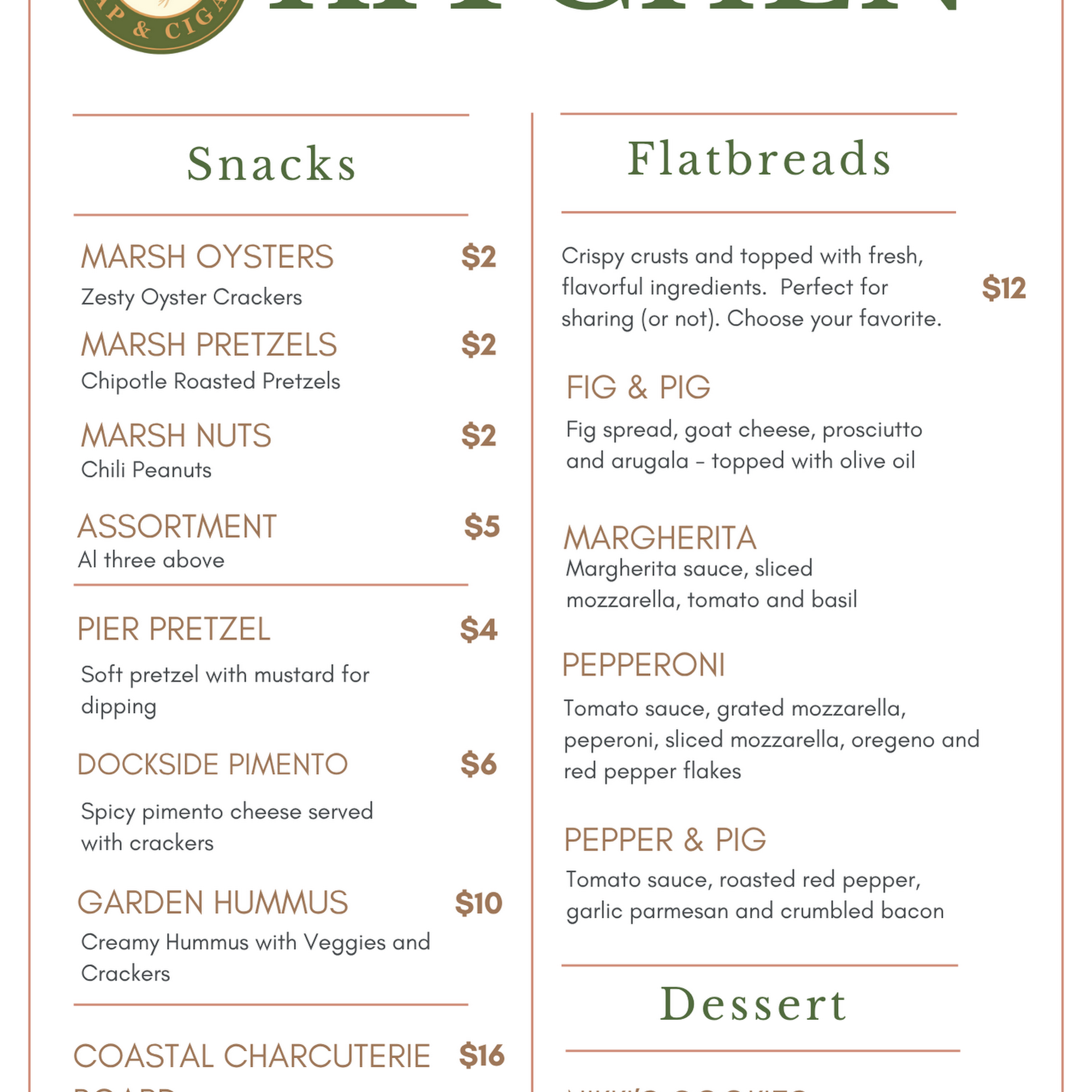 Uptown Tap & Cigar Menu