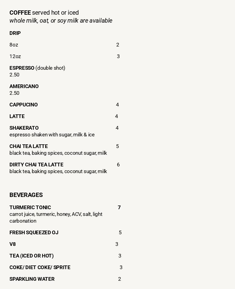 SIXBY Menu