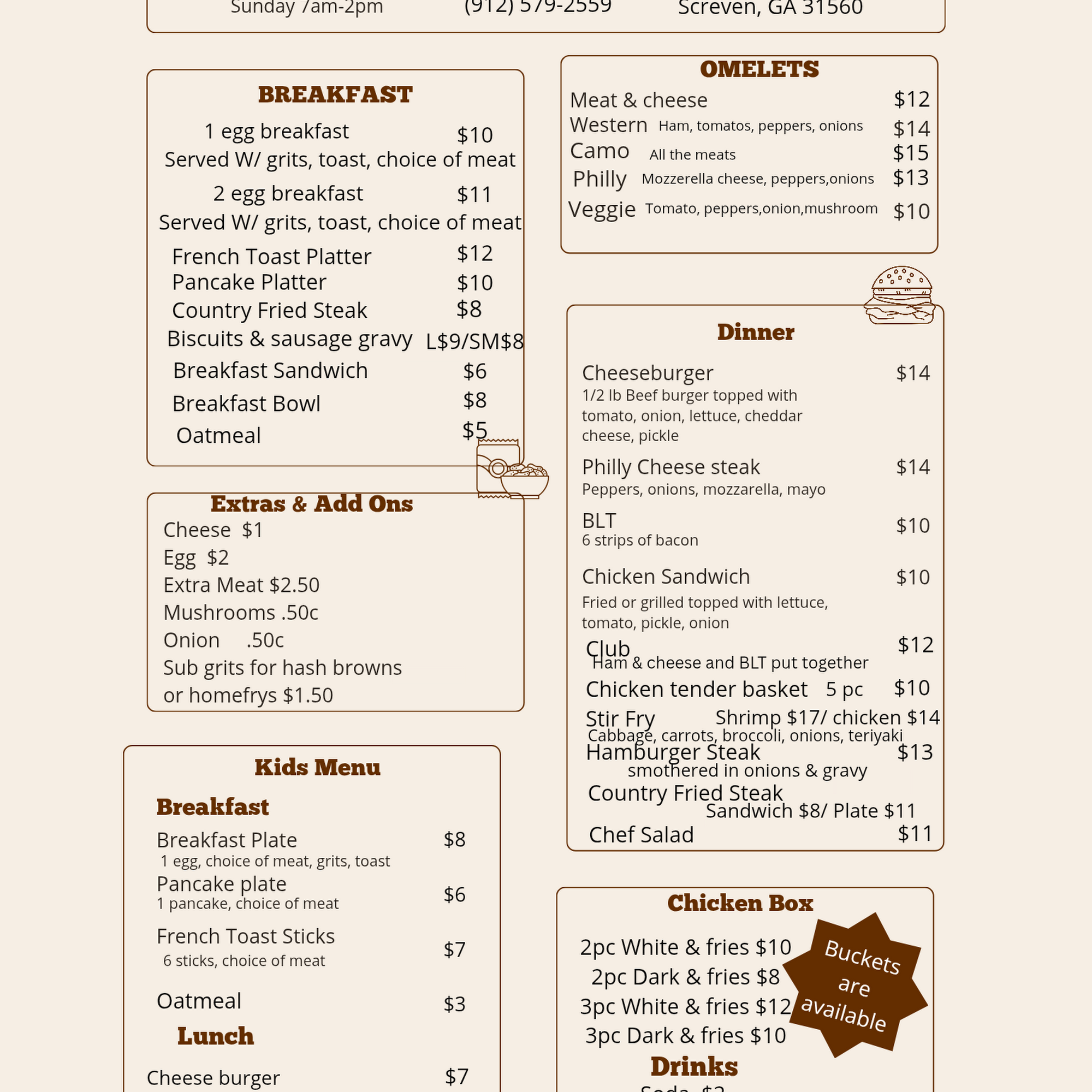 Our Place Menu