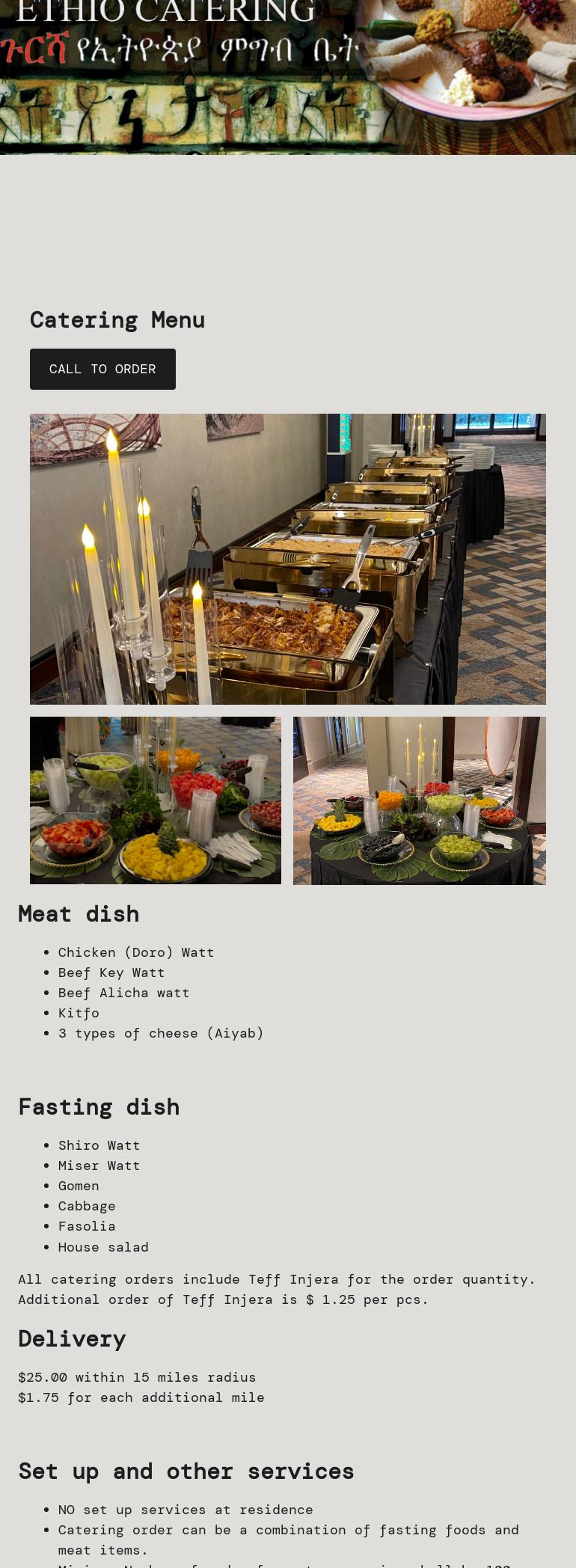 Gursha Ethio Catering Menu