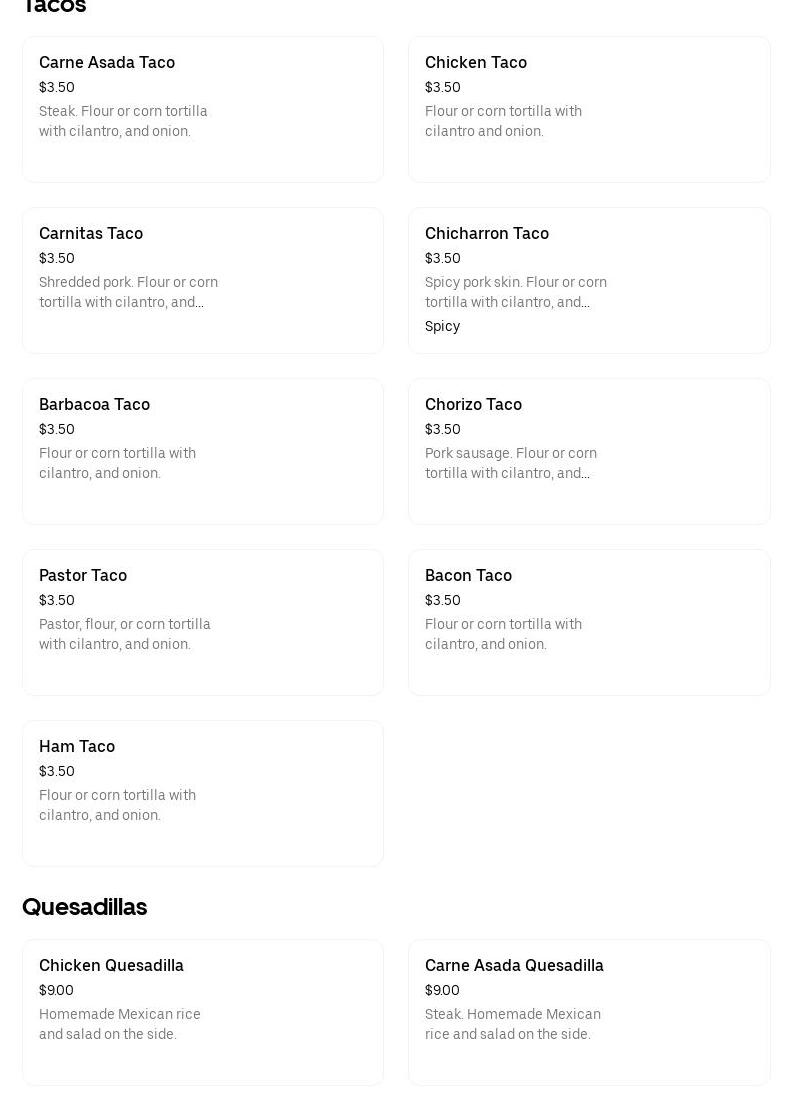 Lil Kiko's Taqueria Menu