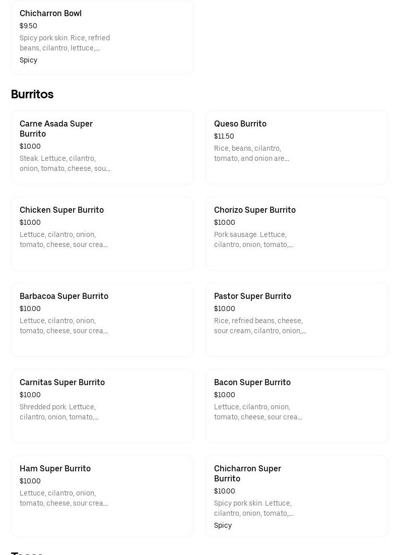 Lil Kiko's Taqueria Menu