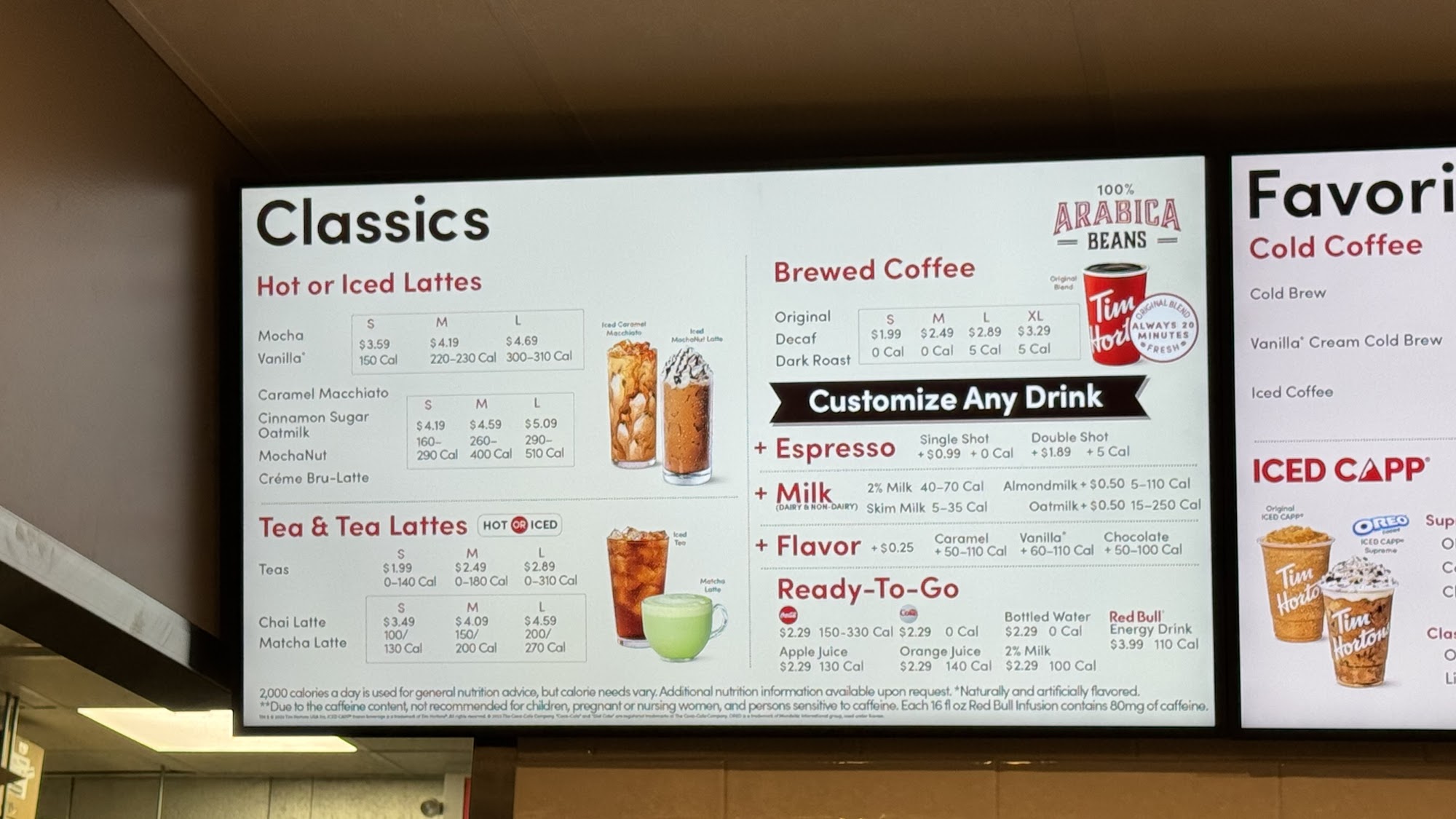 Tim Hortons Menu