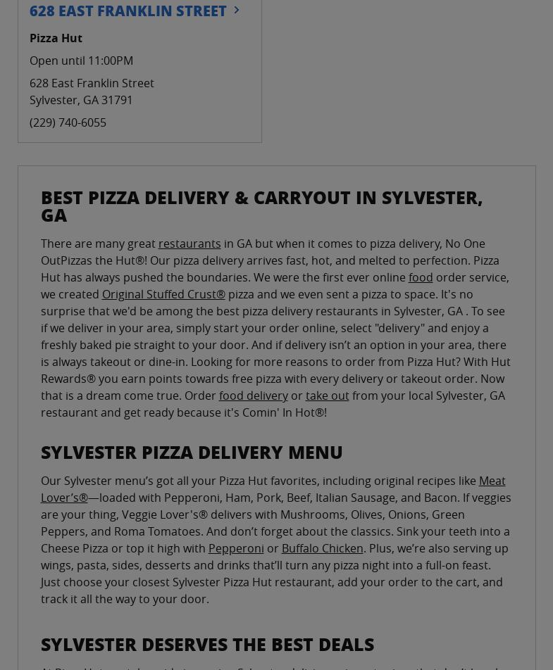 Pizza Hut Menu