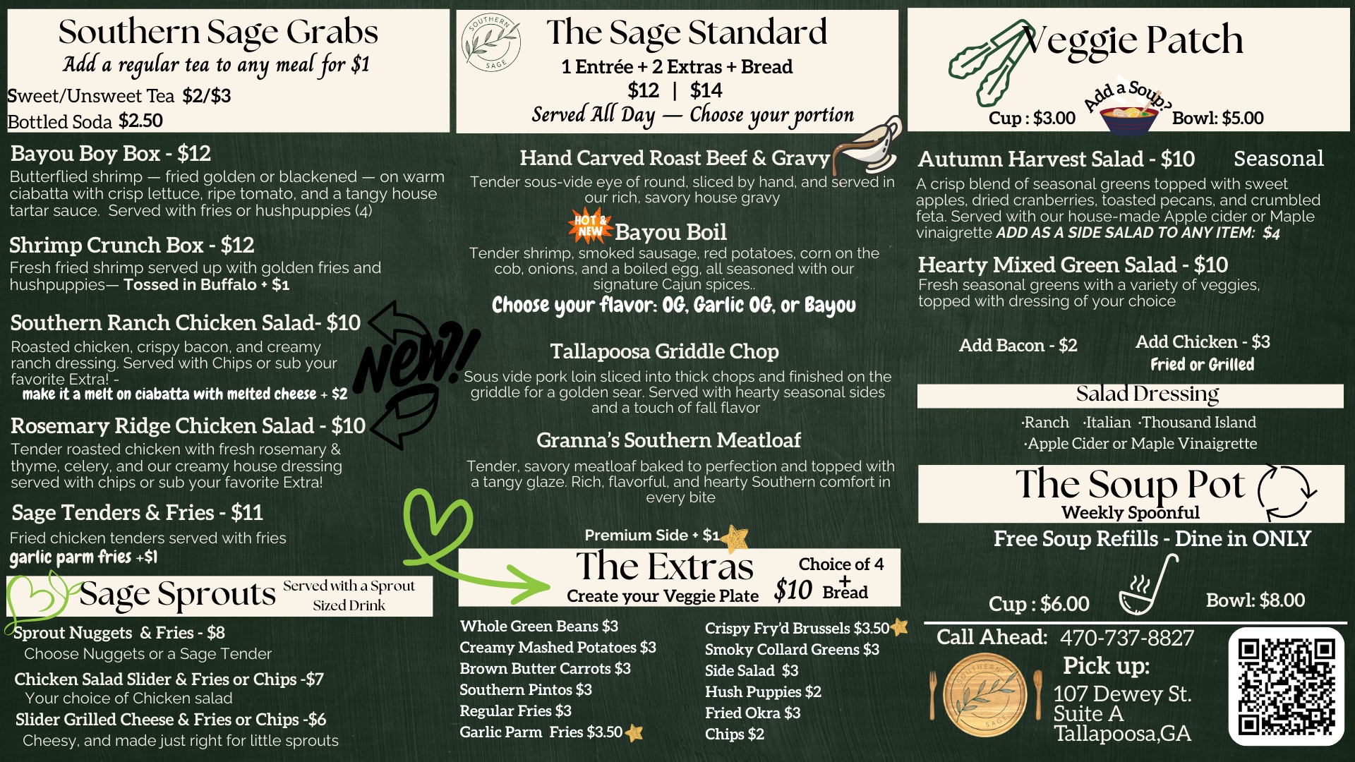 Southern Sage Menu