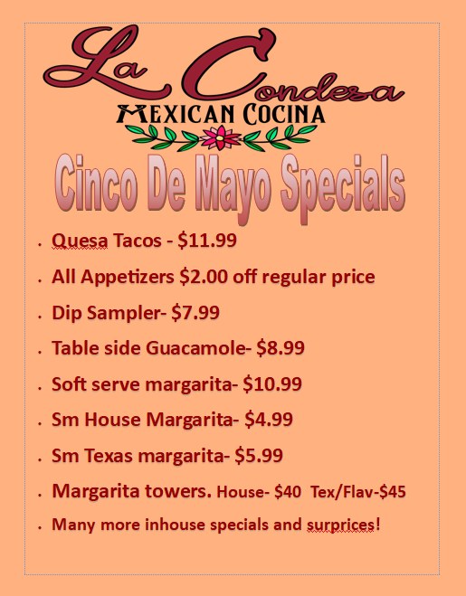 La Condesa Mex Cocina Menu