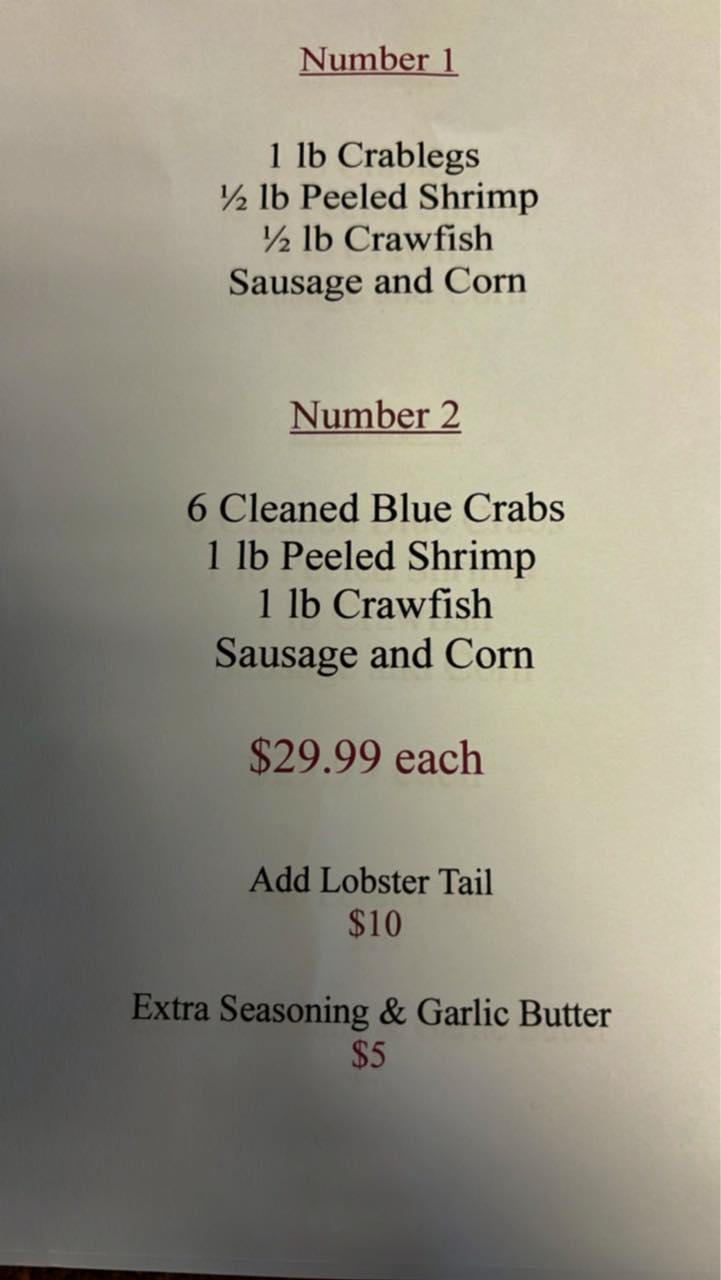 Harper's Seafood Fresh Market Menu