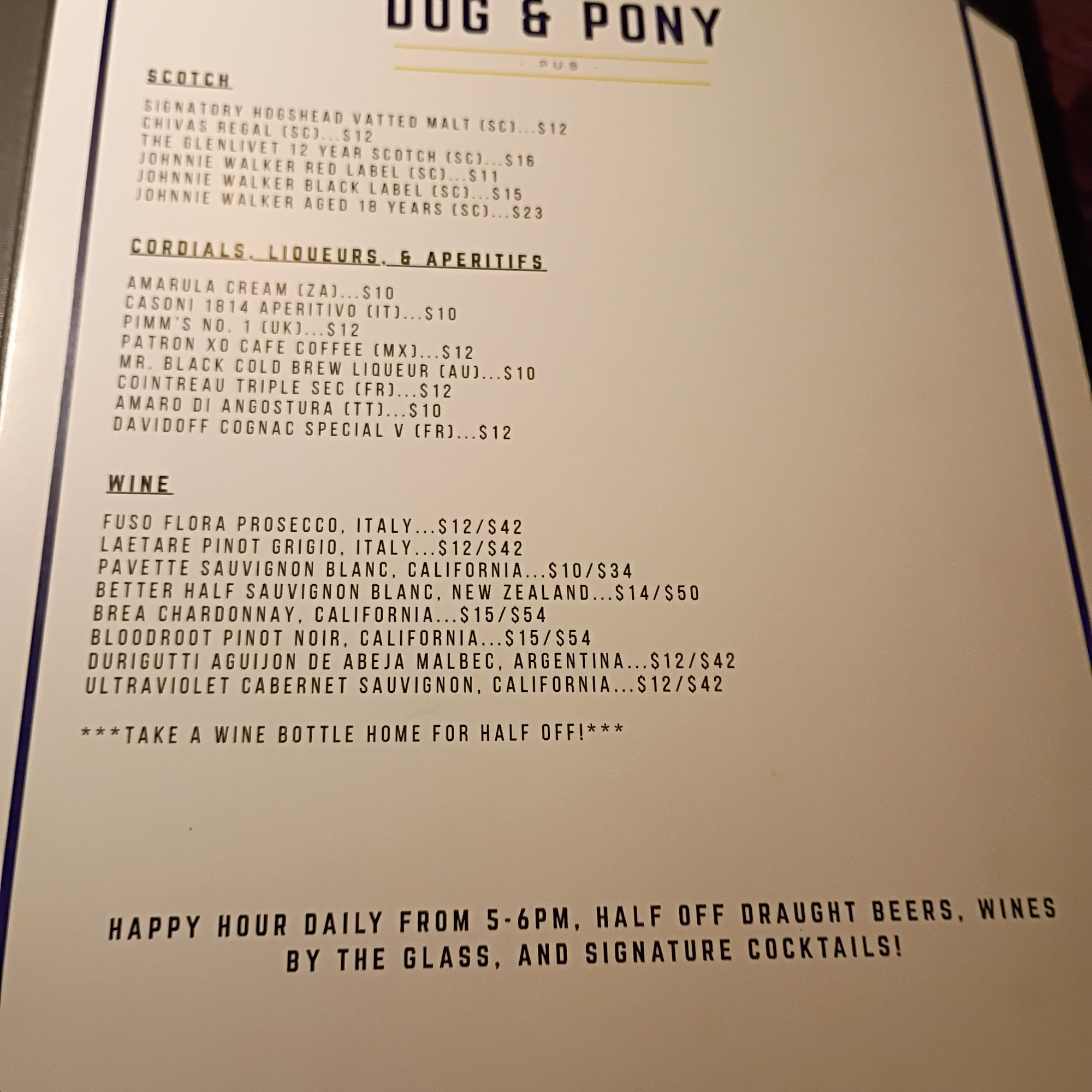 The Dog & Pony Menu