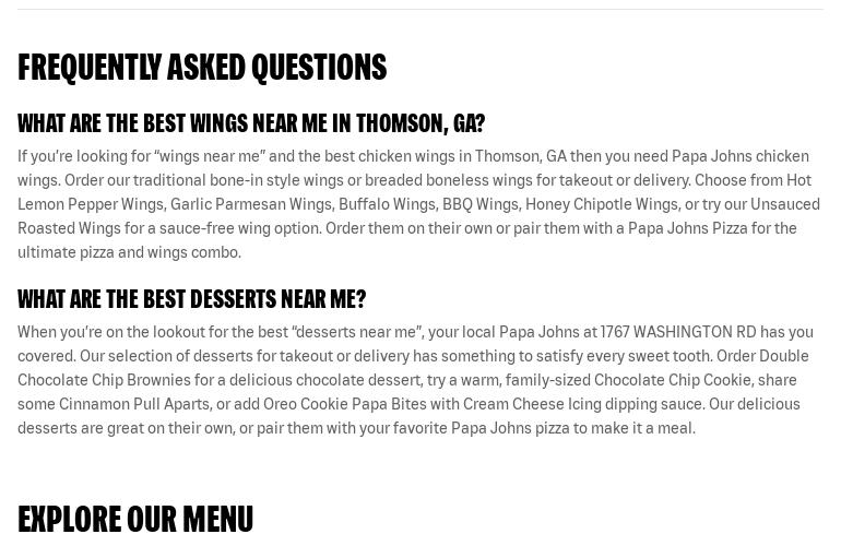 Papa Johns Pizza Menu