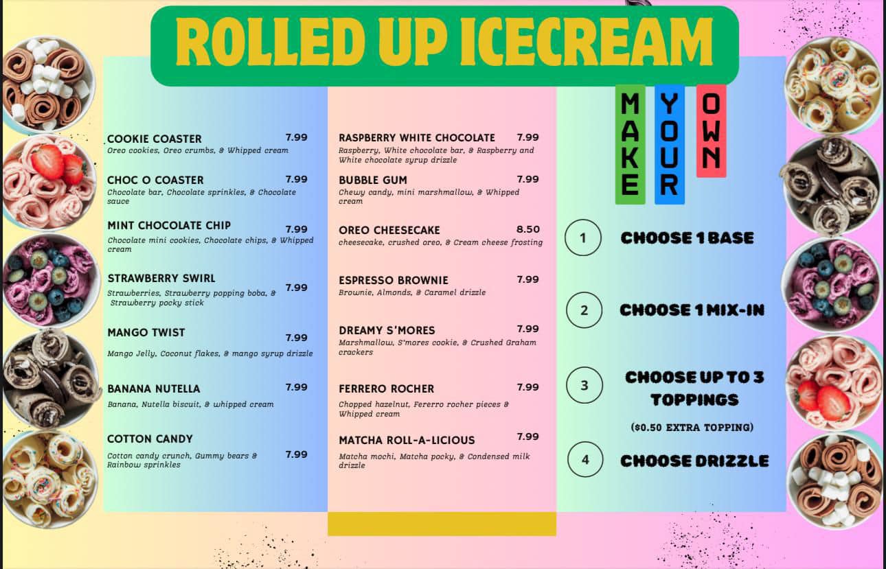 Roll O Coaster Menu