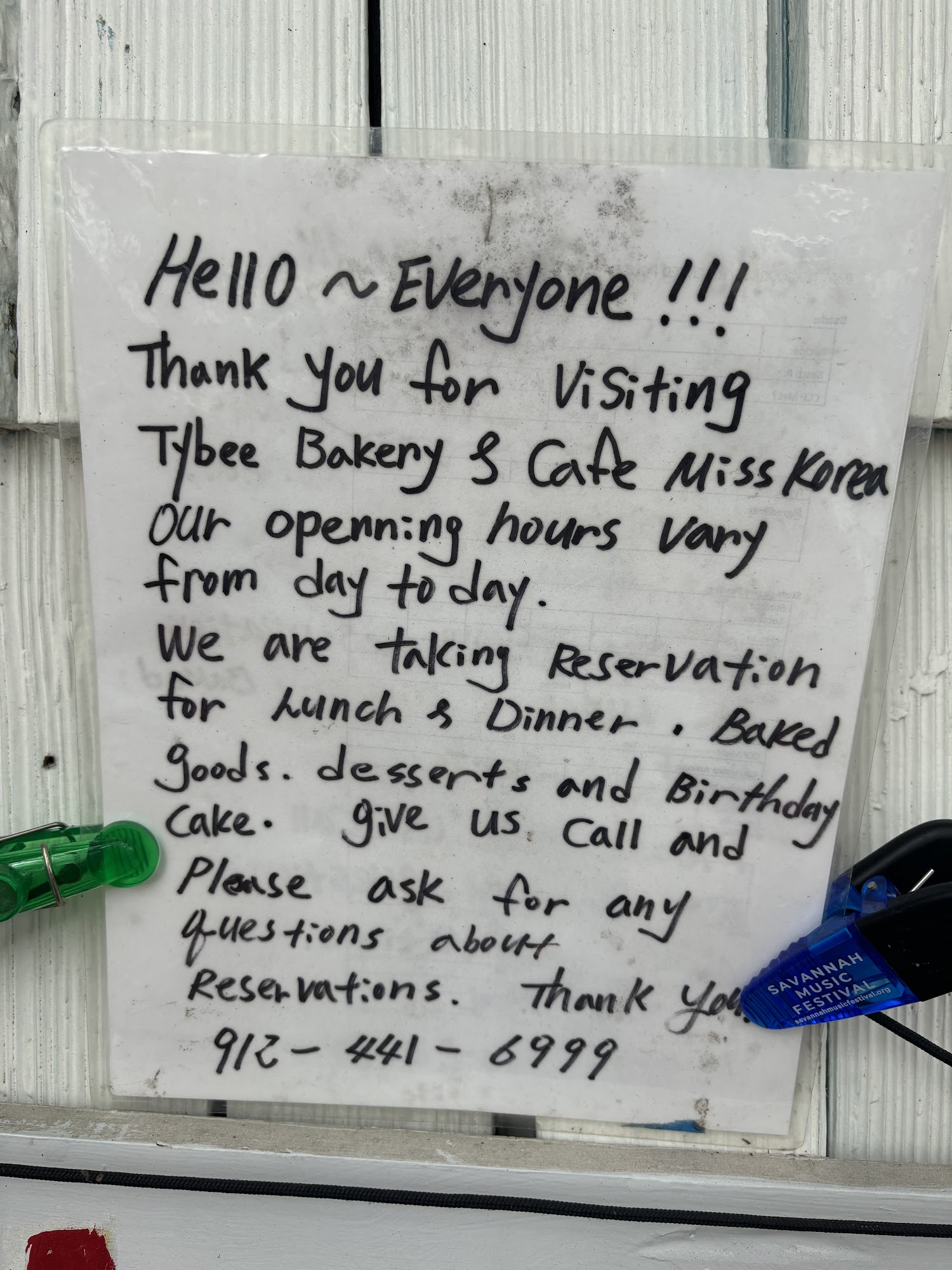 The Tybee Bakery Featuring Cafe Miss Korea Menu