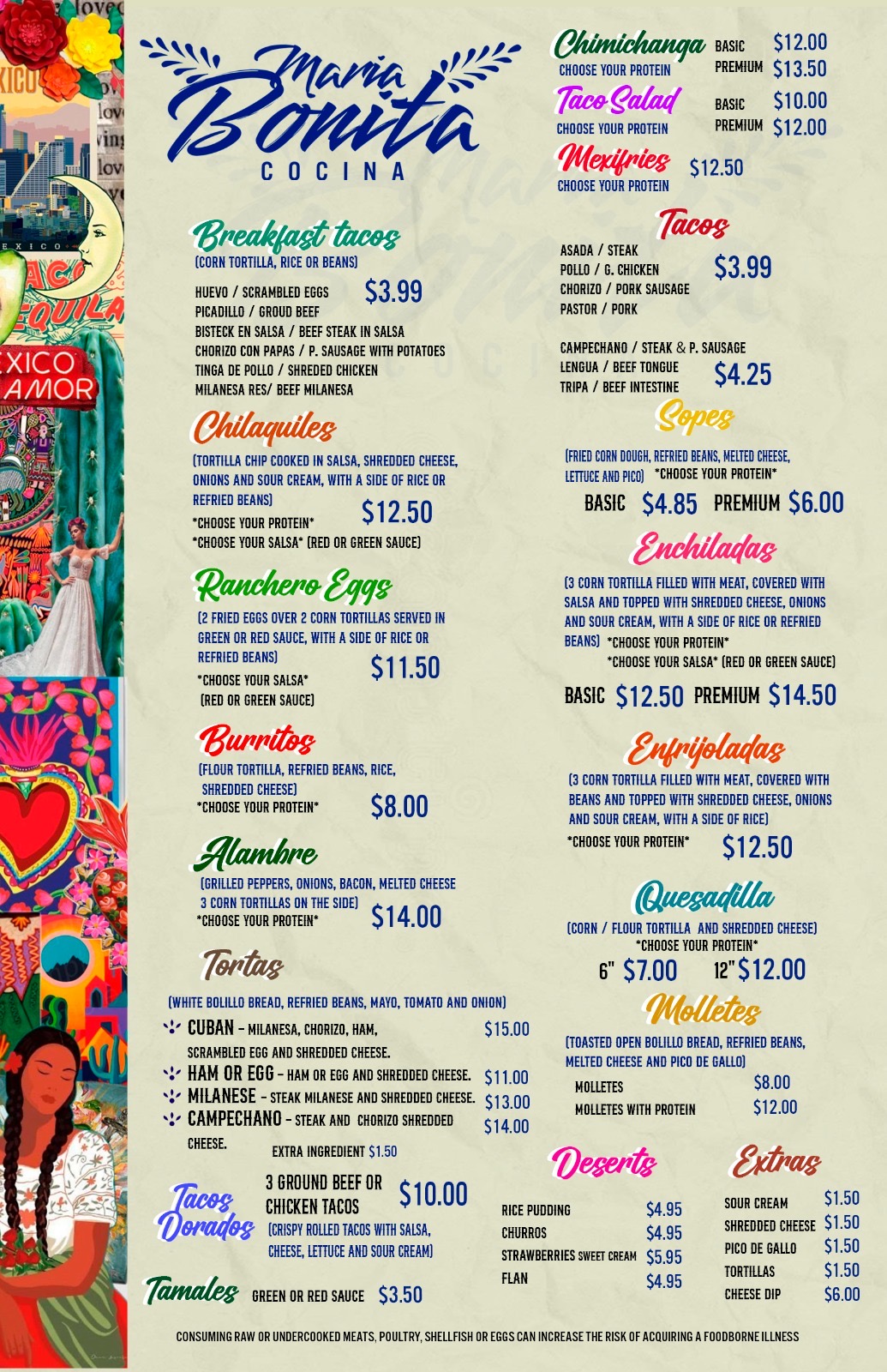 Maria Bonita Cocina Menu