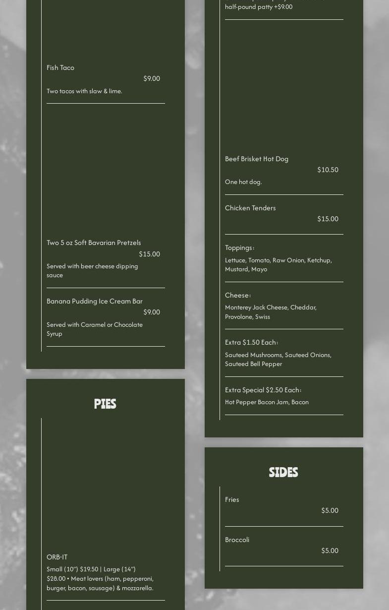 Ohoopee River Brewing Co Menu