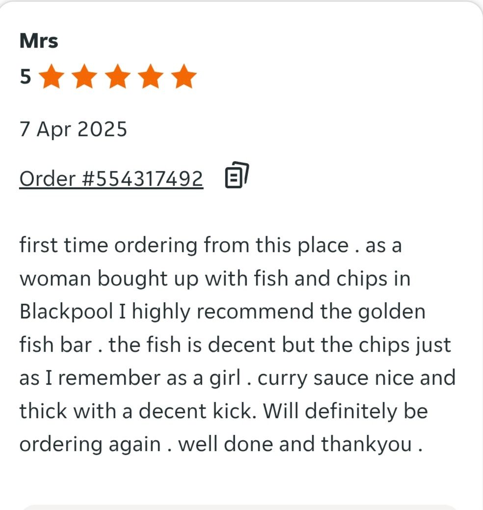 Golden Fish Bar Menu