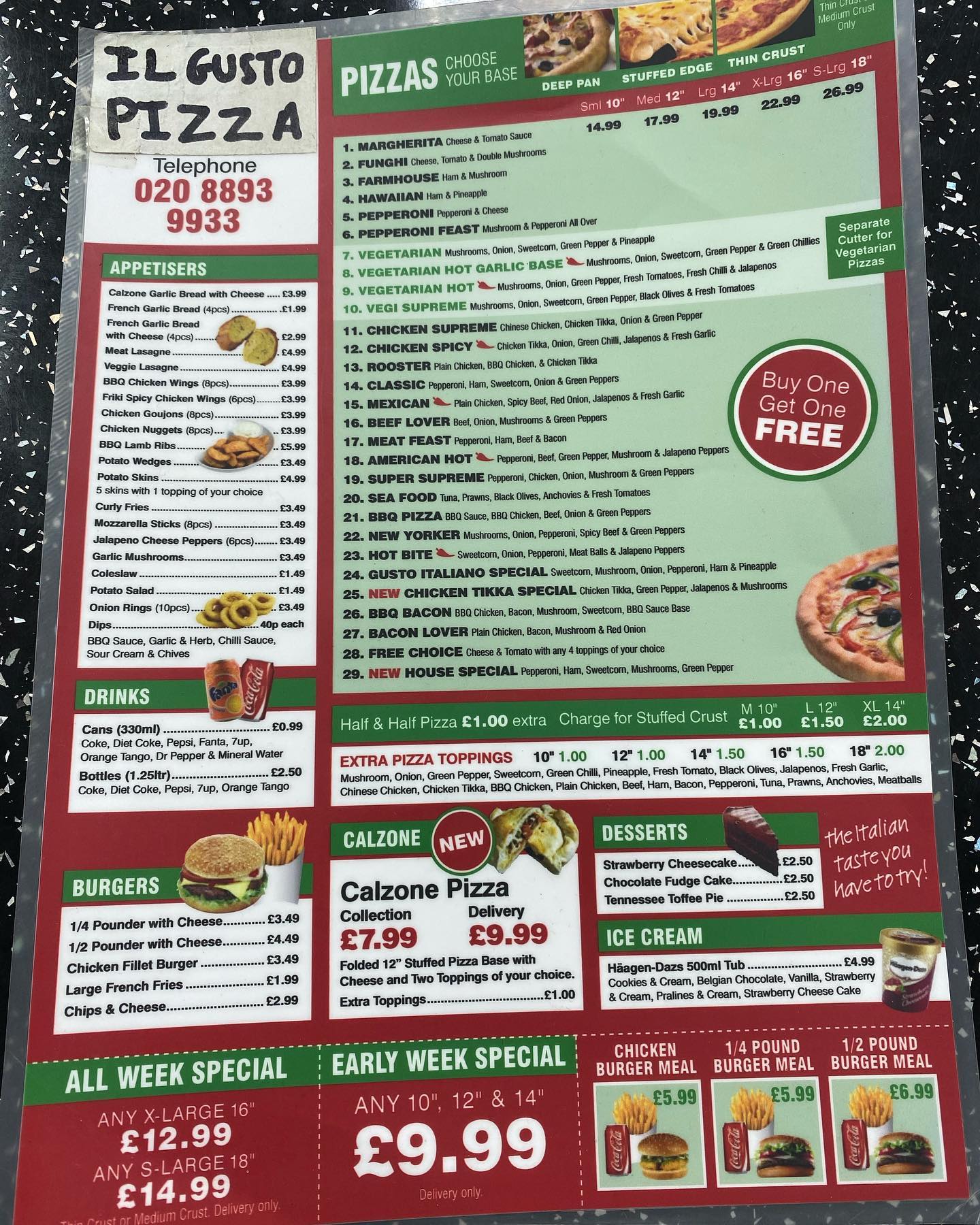 IL Gusto Italiano Menu