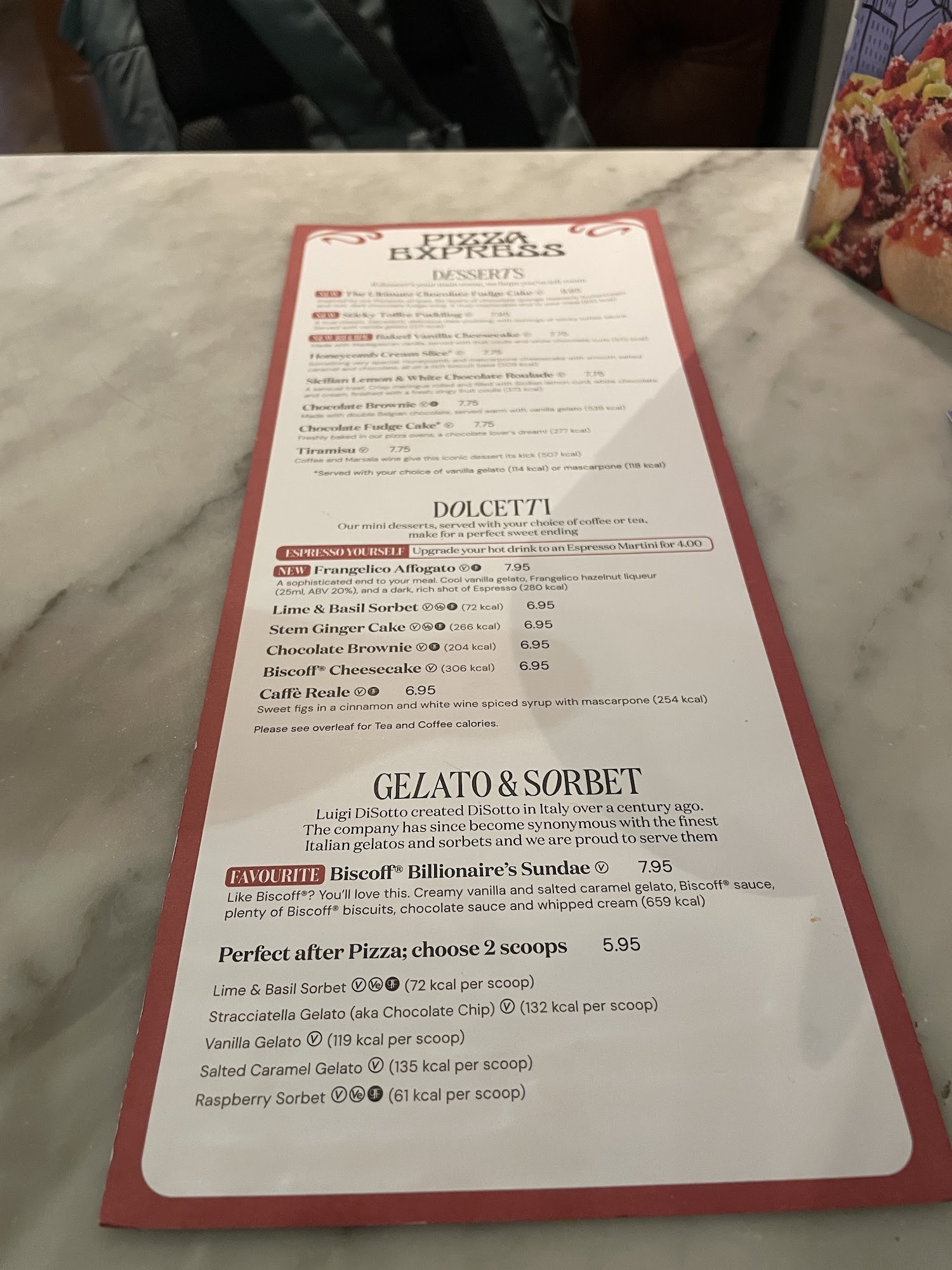 Pizza Express Menu