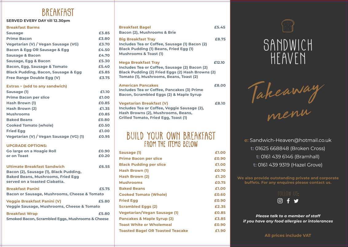 Sandwich Heaven Menu
