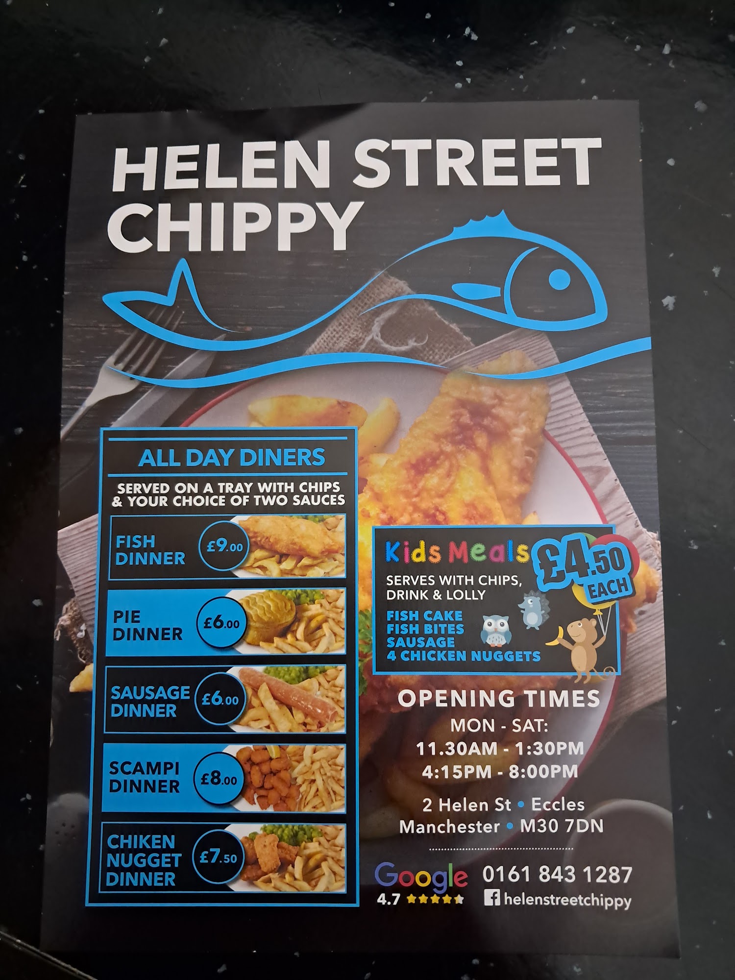 The Helen Street Chippy Menu