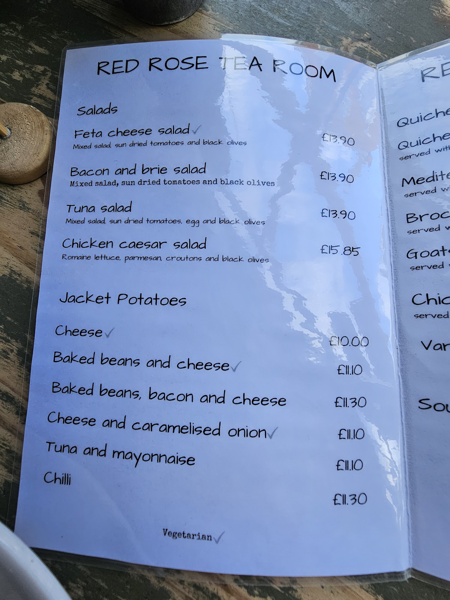 Red Rose Tea Room Menu