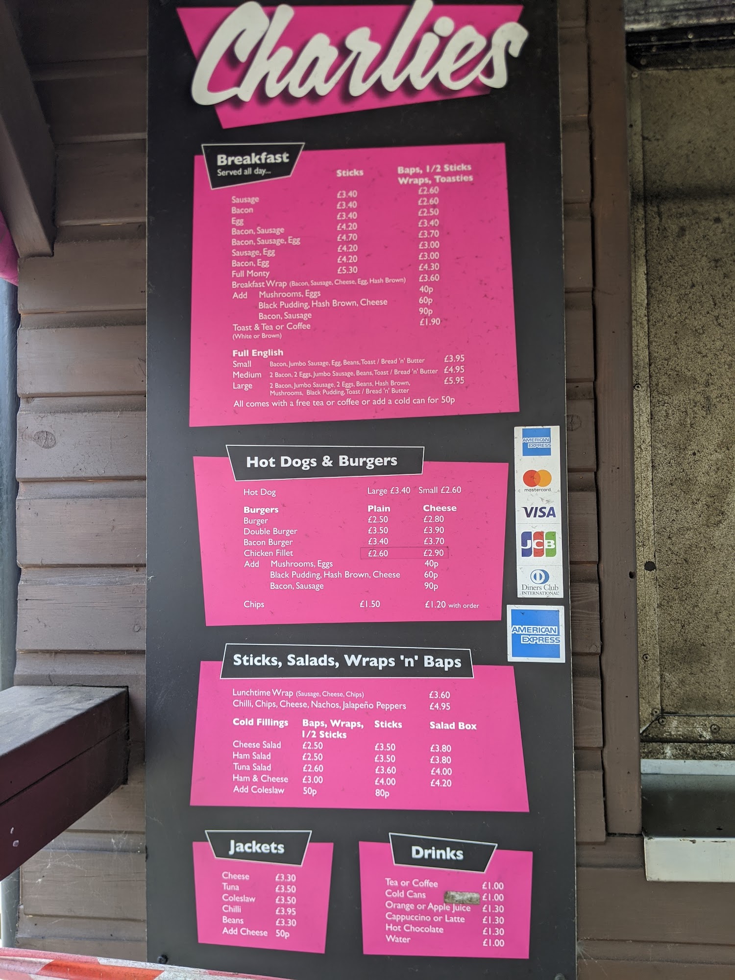 Charlies Menu