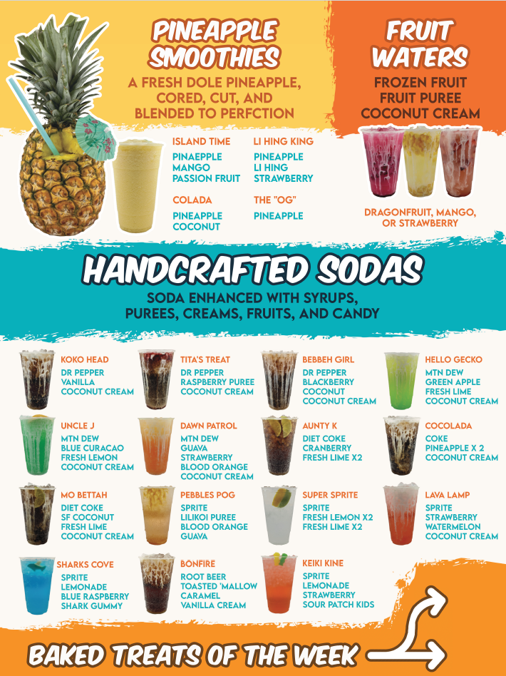 Pebbles Soda Truck Menu