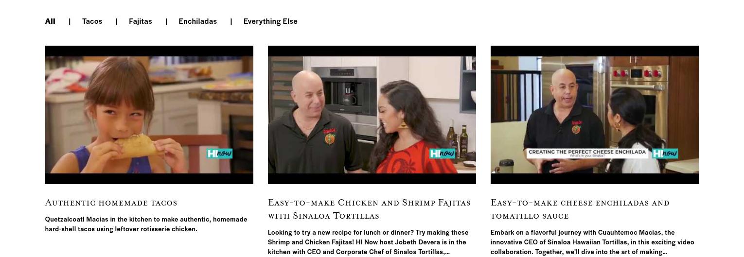 Sinaloa Tortillas Menu