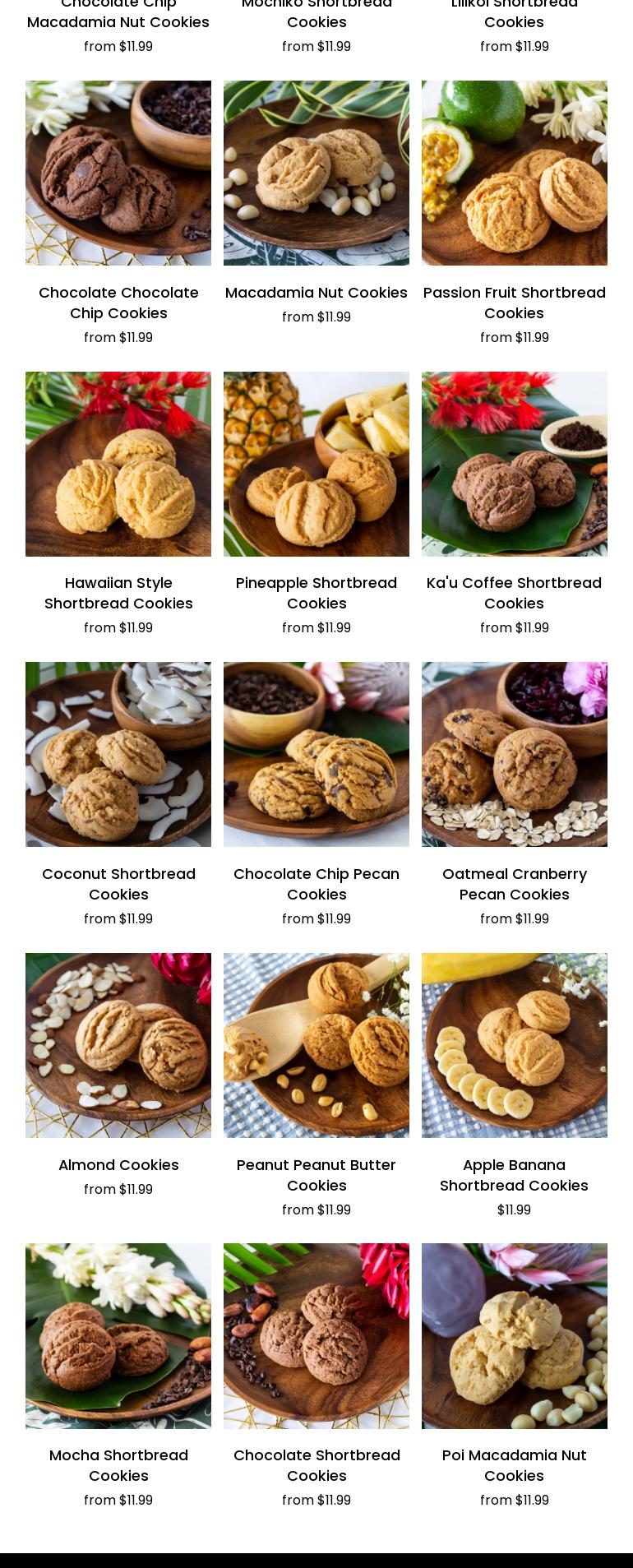 Keith's Cookies Menu