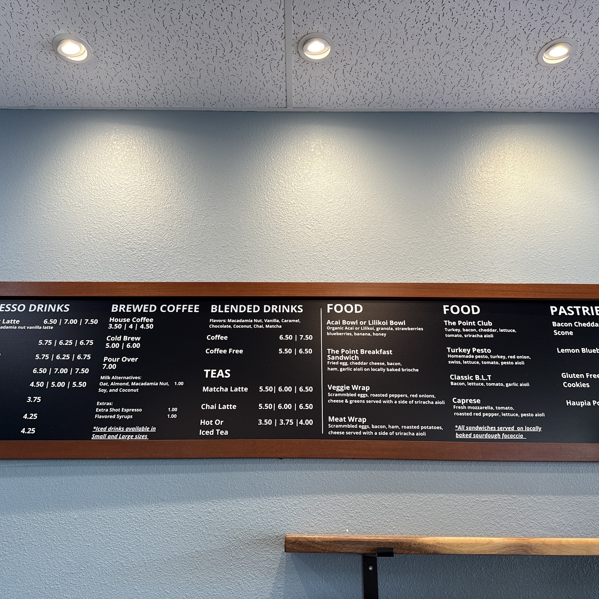 The Point Coffee Menu