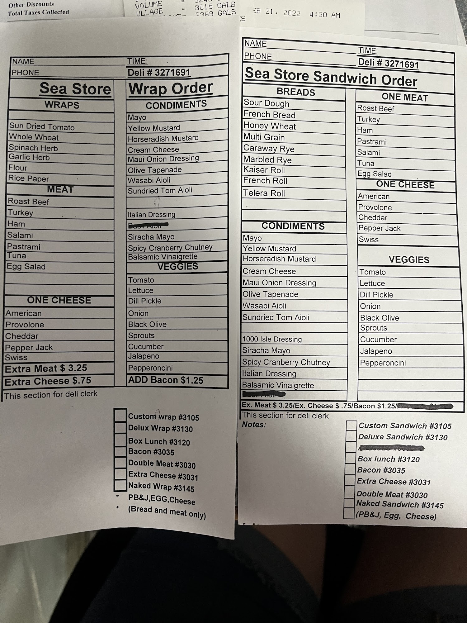 Honokōhau Harbor Deli and Sea Store Menu