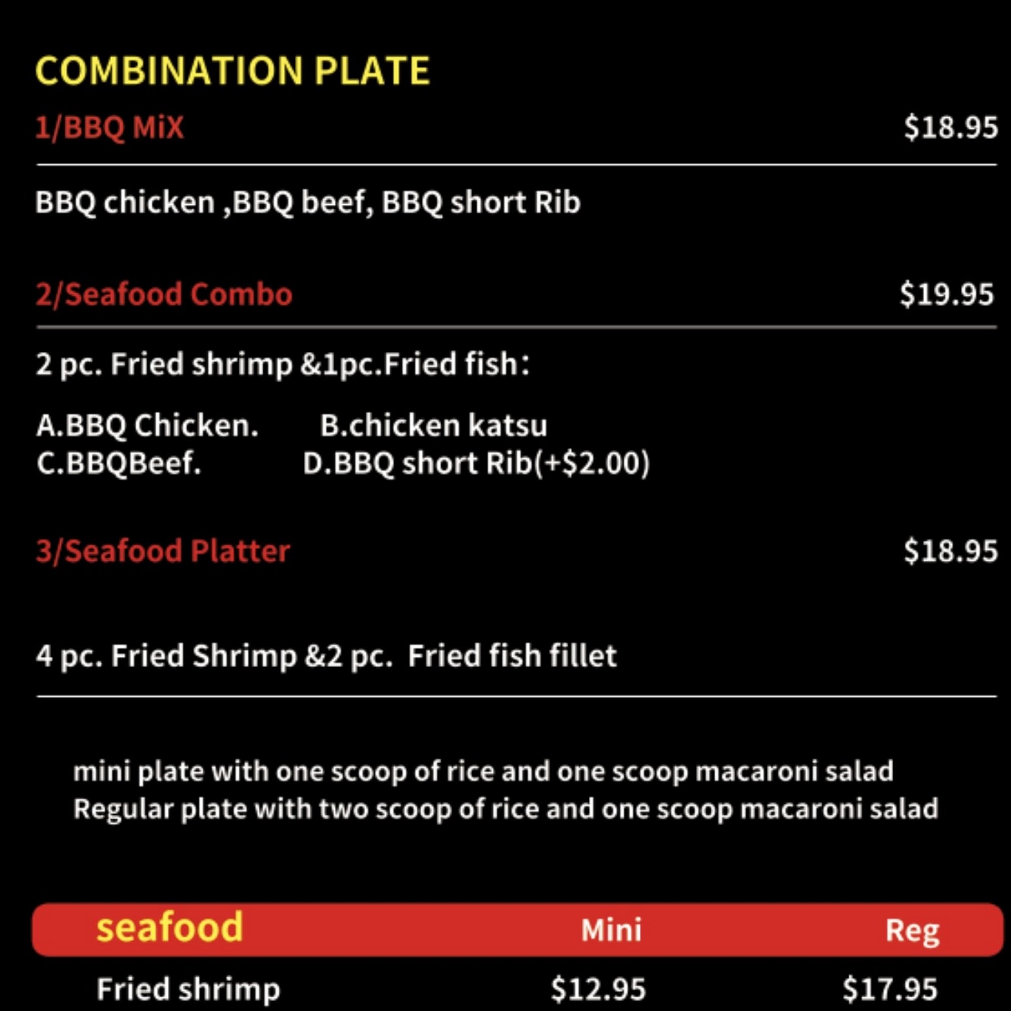 Maui Lobster King Menu