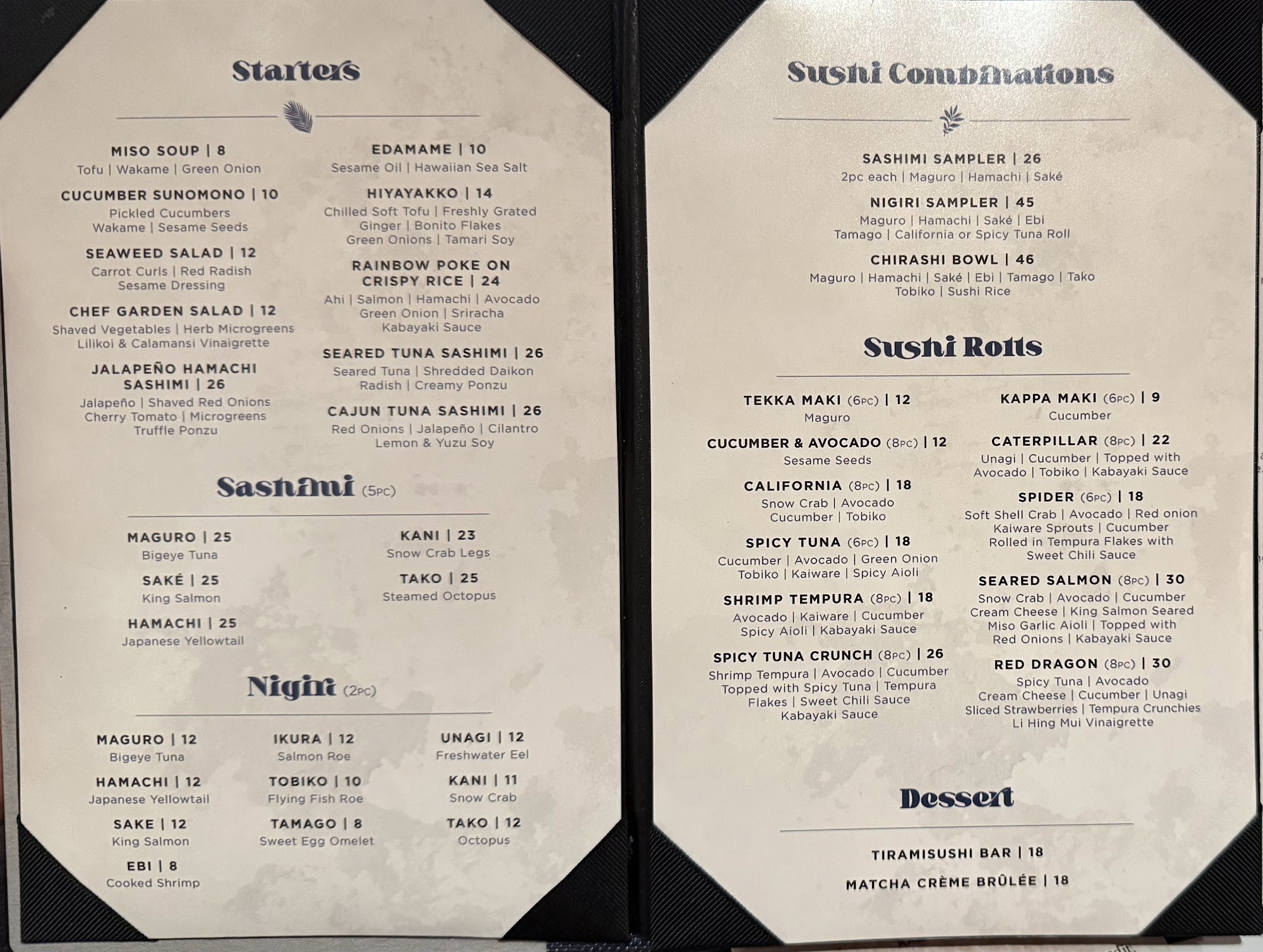 The Royal Lanai Menu