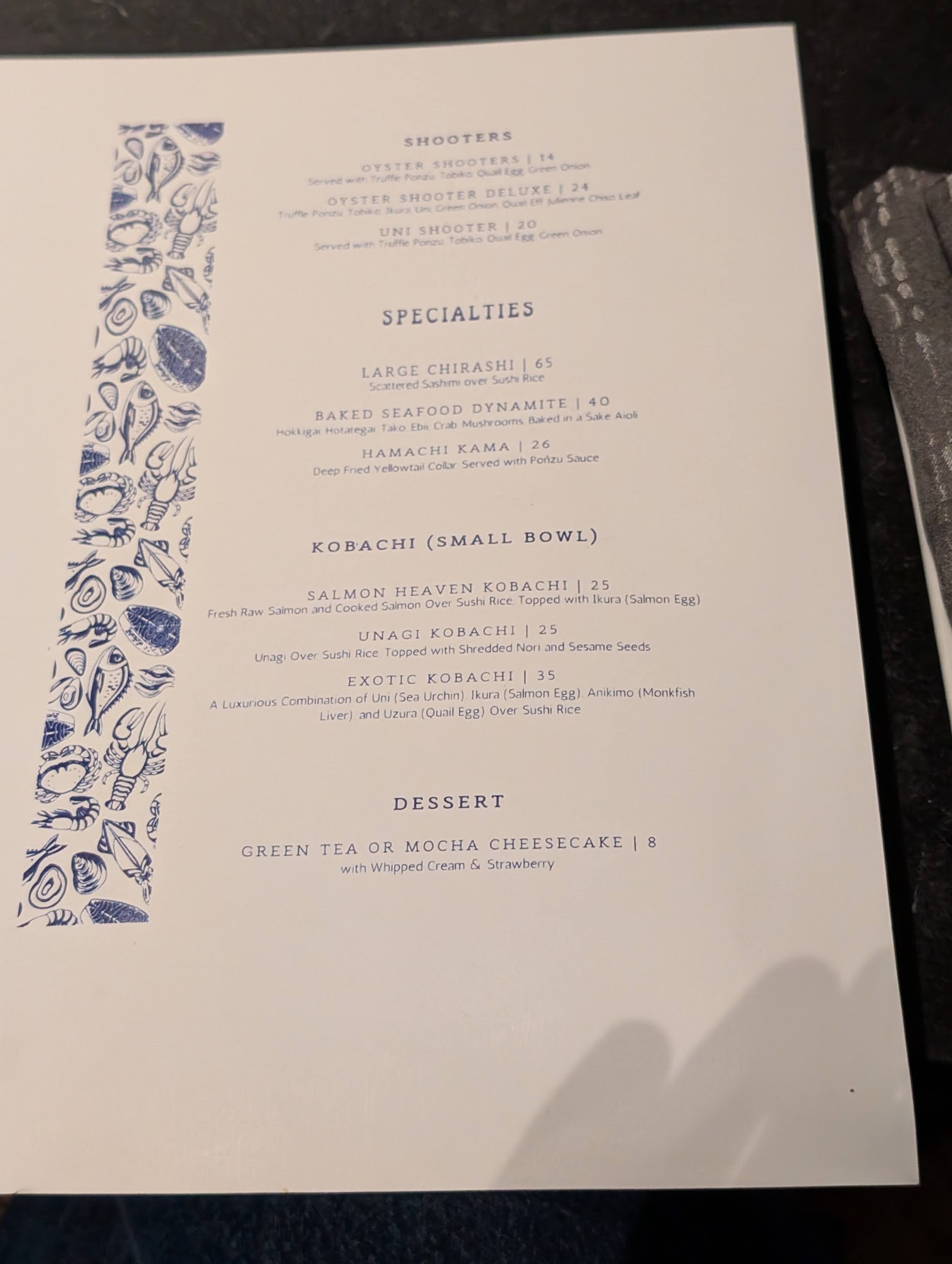 The Royal Lanai Menu