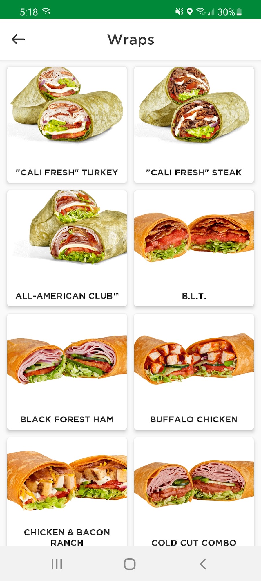 Subway Menu