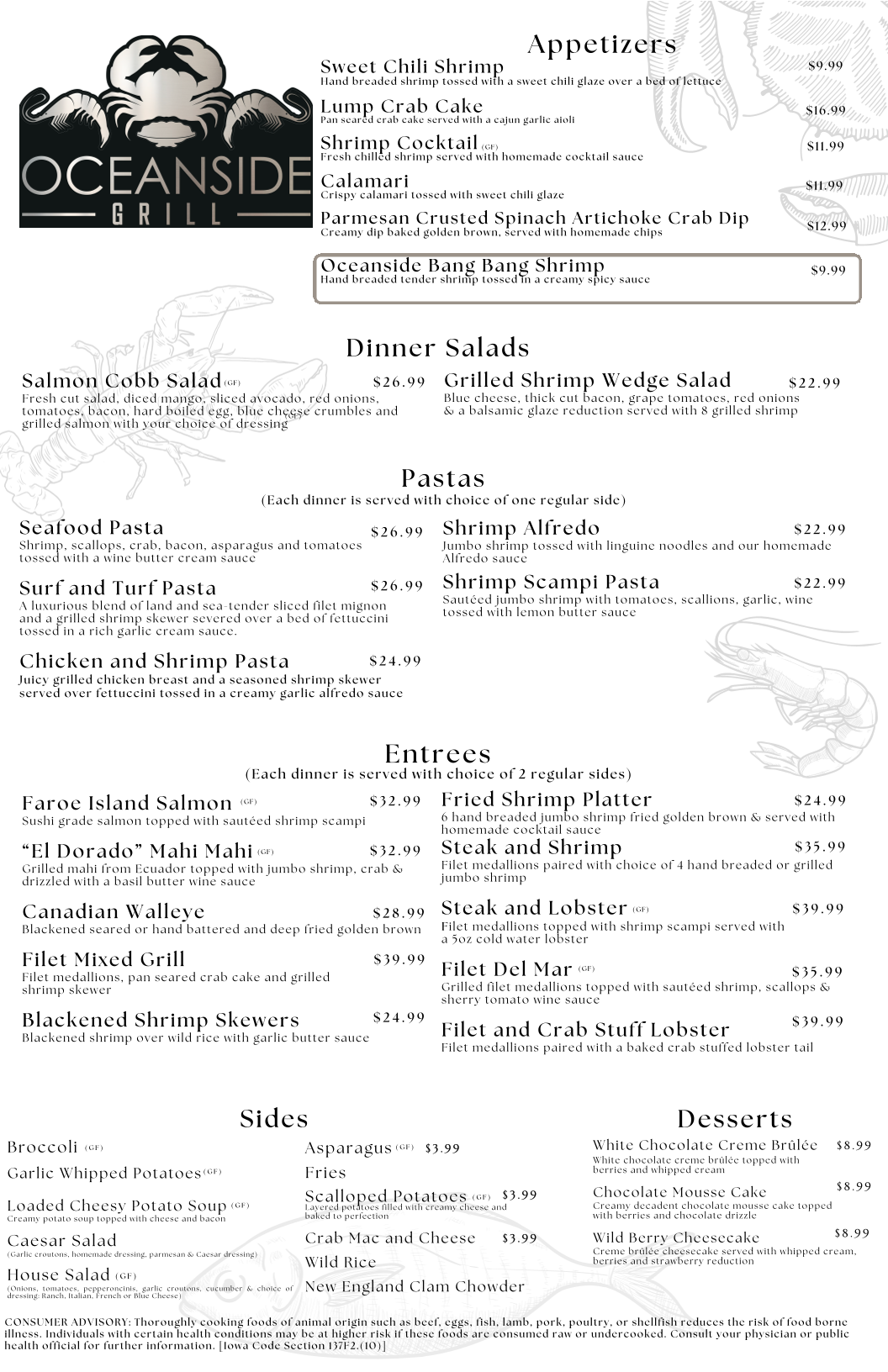 Oceanside Grill Menu