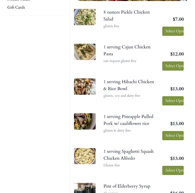 Healthy 2 Wholesome Menu