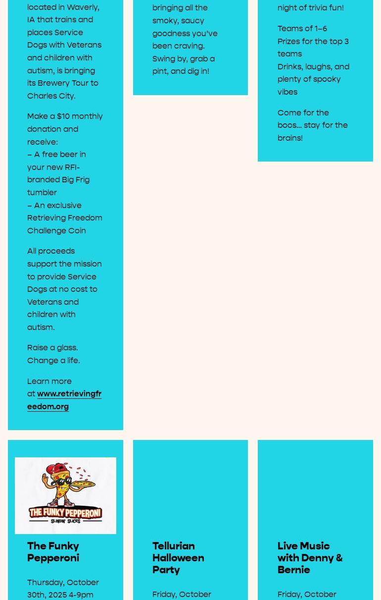 Tellurian Brewing Menu