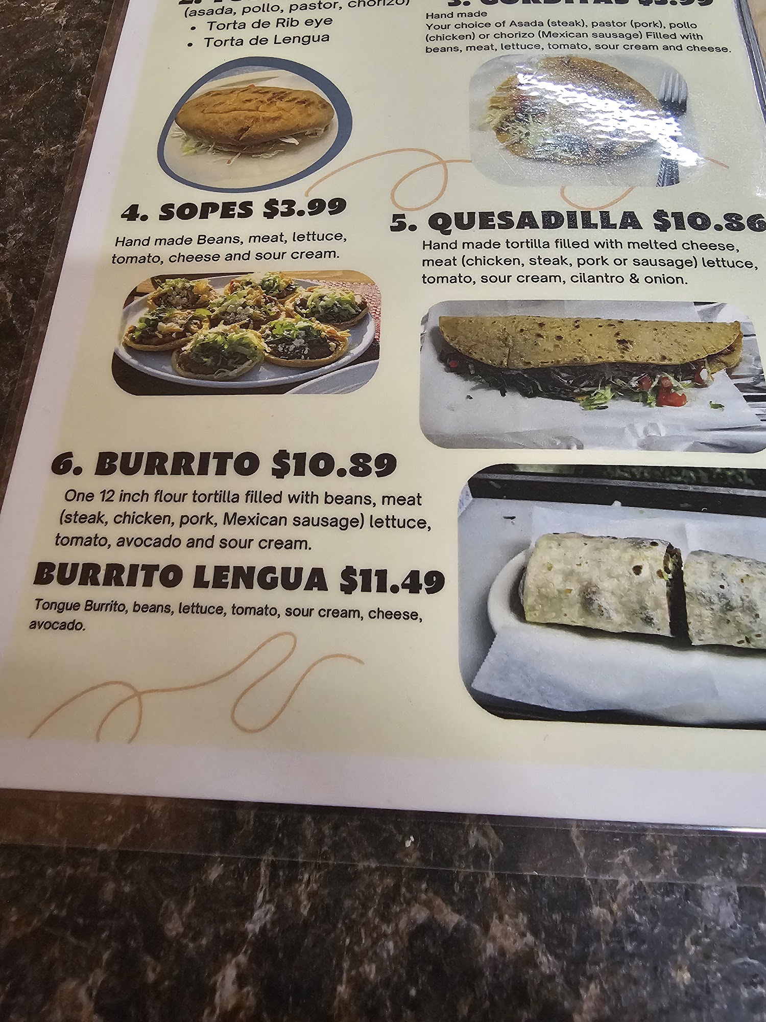 La laguna Market 2 Inc Menu