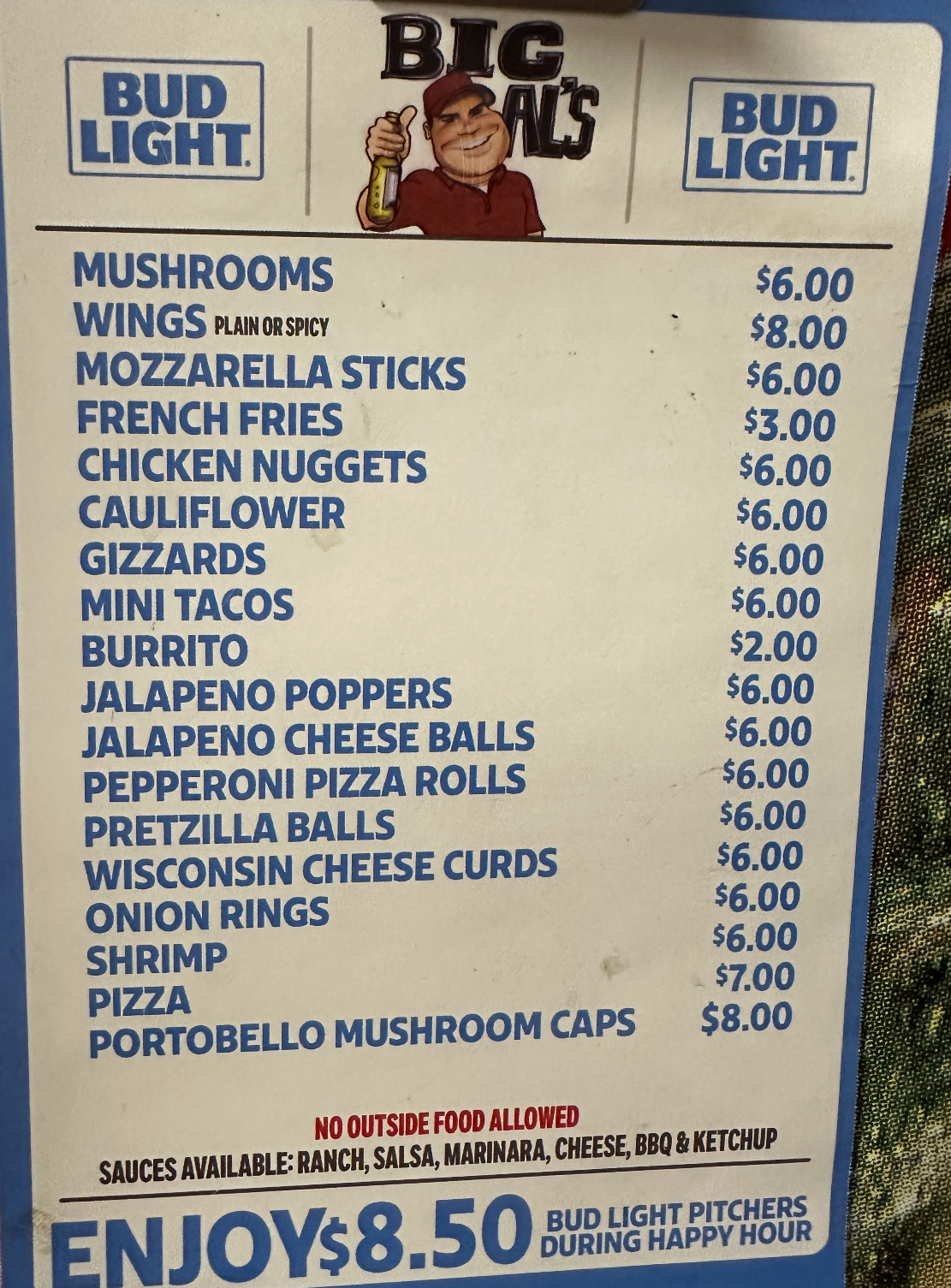 Big Al's Menu