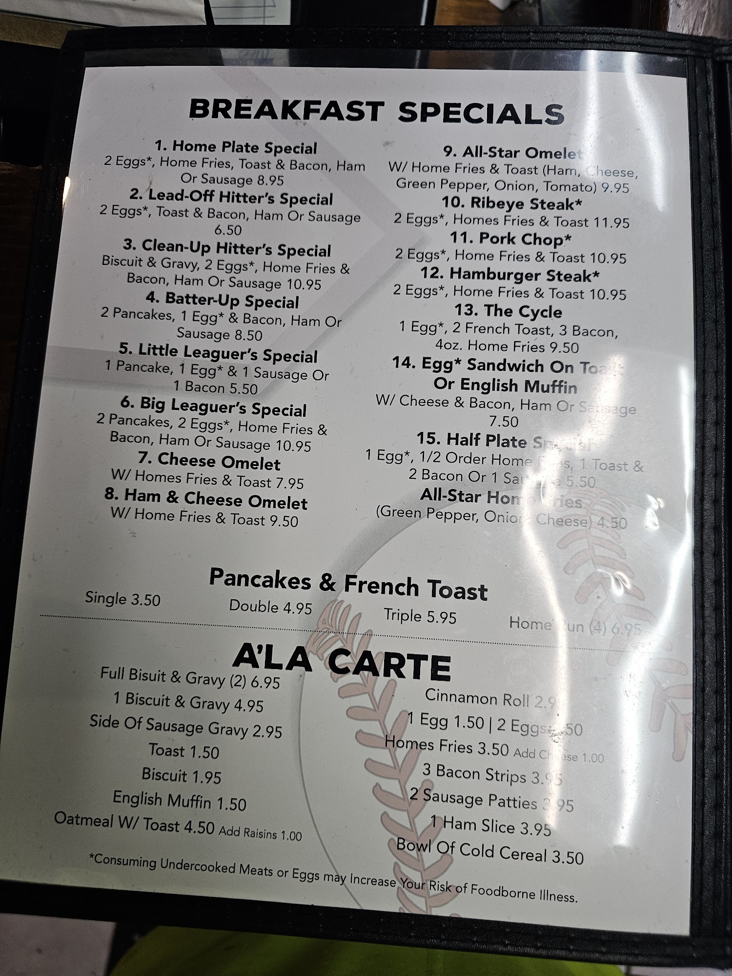 Home Plate Diner Menu