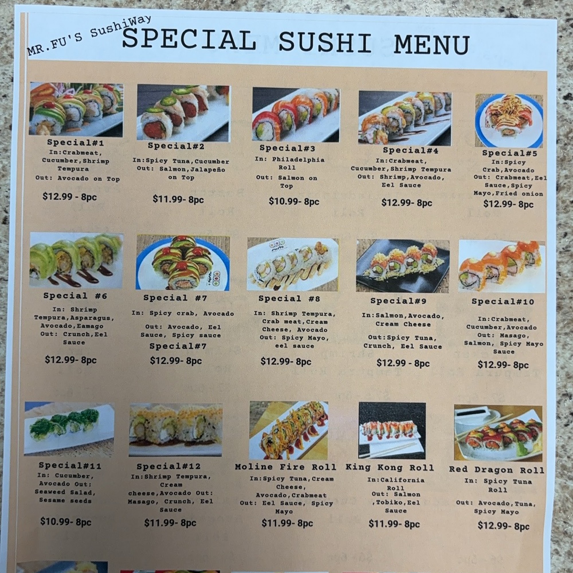 Sushi Way Menu