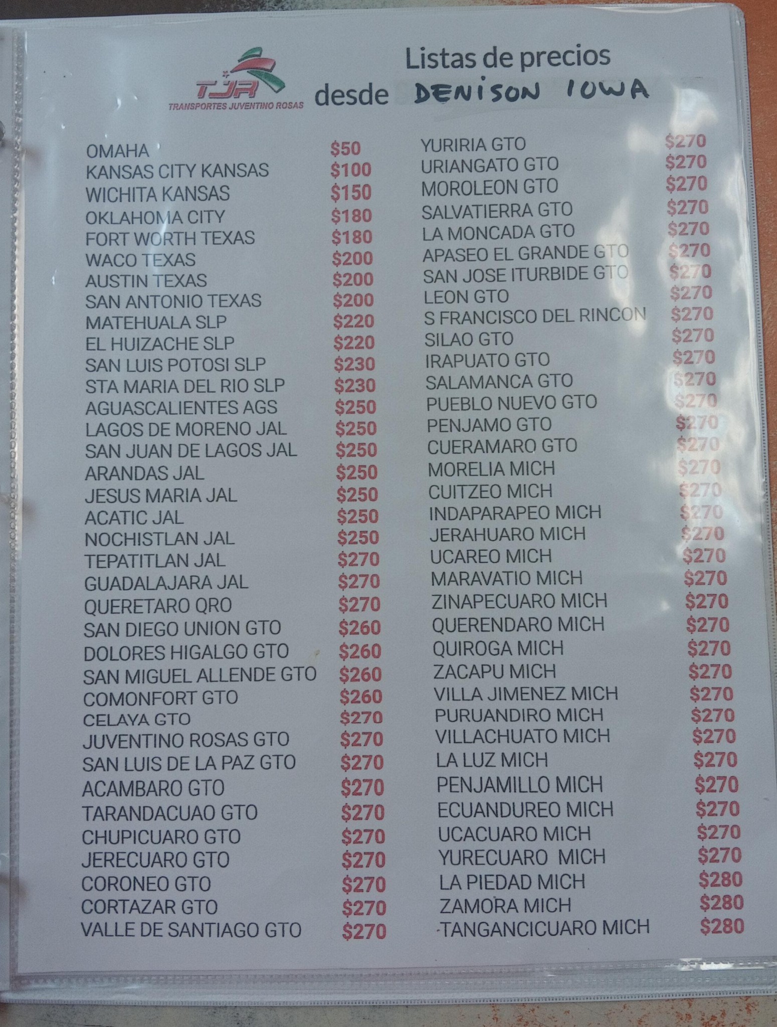Tienda El Mexicano Menu