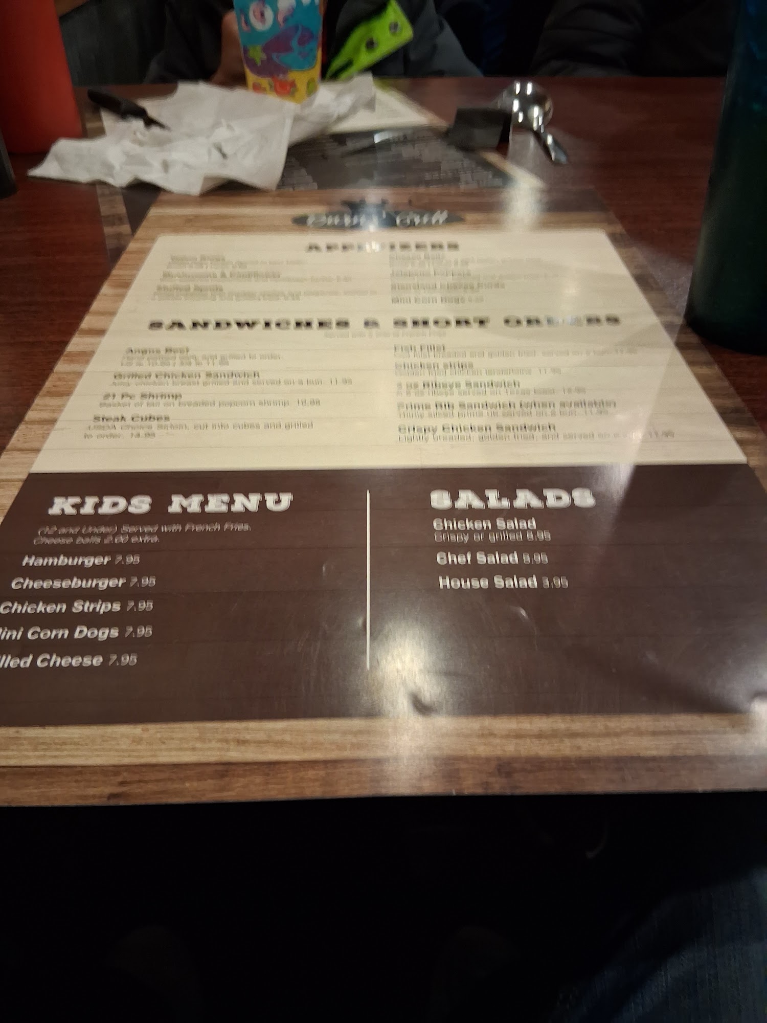 Burn's Grill Menu