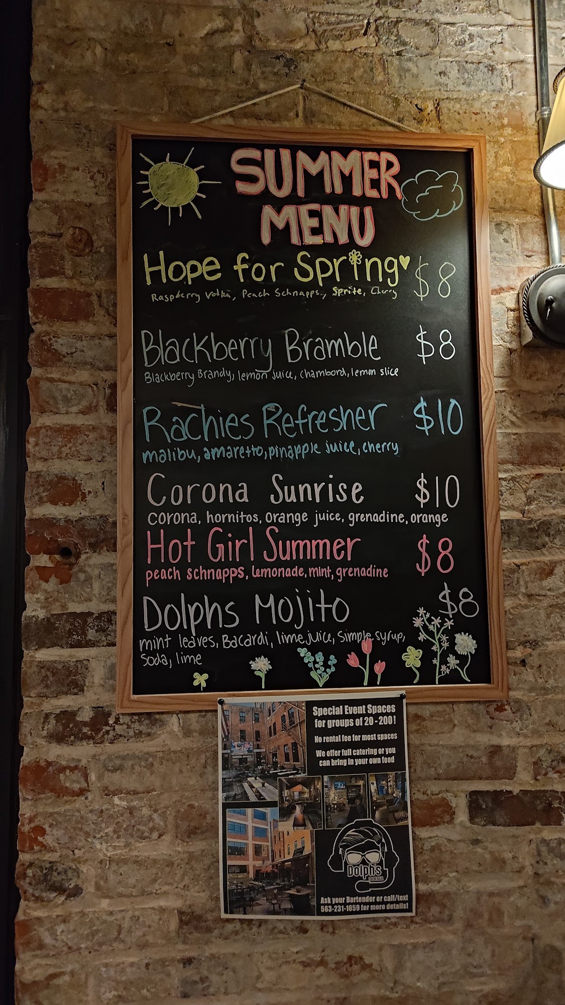 Gary Dolphin's Iron Bar Menu