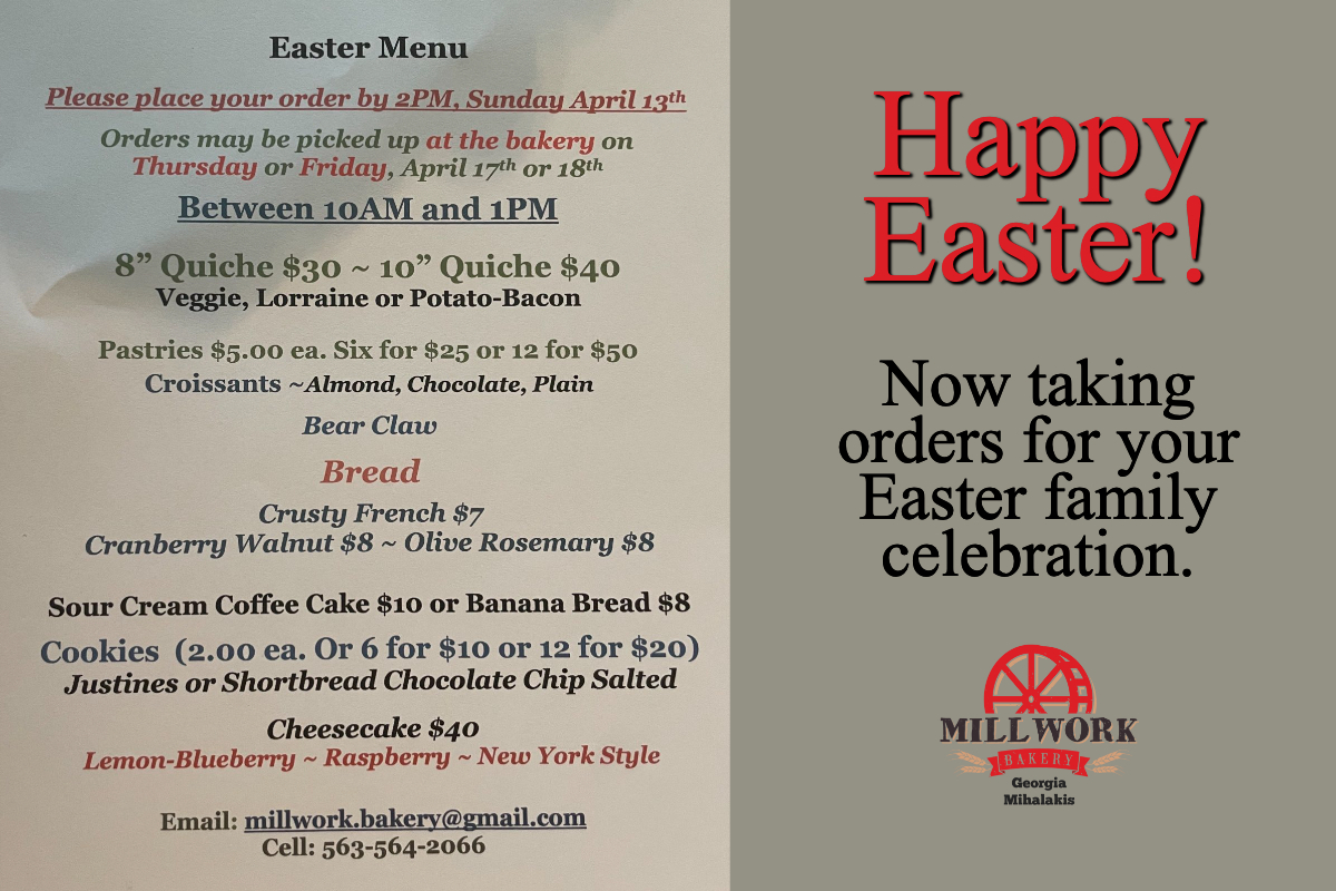 Millwork Bakery Menu