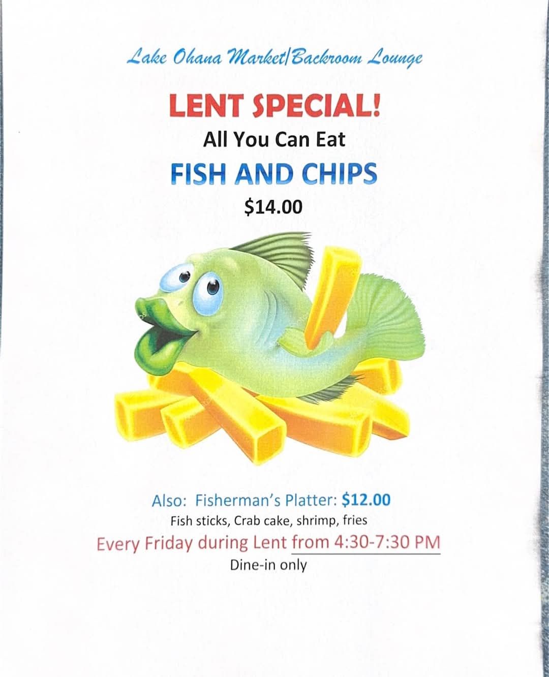 The Backroom Lounge Menu