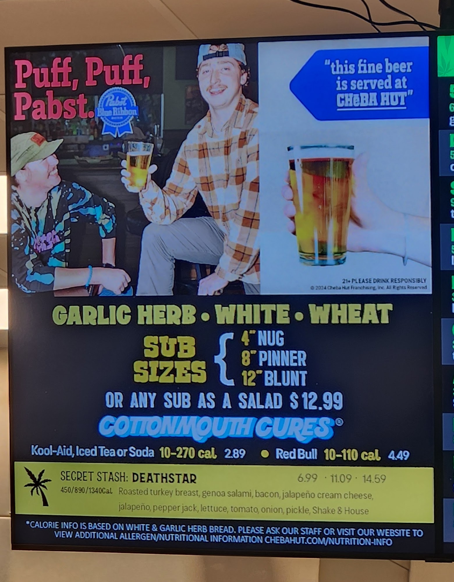 Cheba Hut 'Toasted' Subs Menu